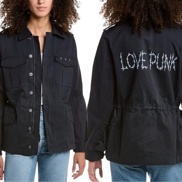 Zadig & Voltaire Kayak Black Love Punk Jacket Size Small NWTs - Picture 1 of 8